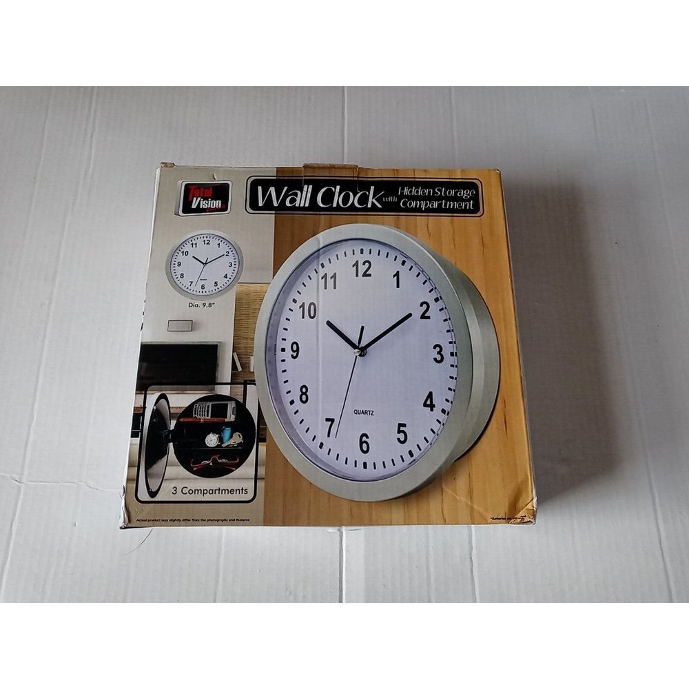 Wall Clock With Hidden Safe Compartment Secret Storage Valuables Cash Box - Picture 9 of 13